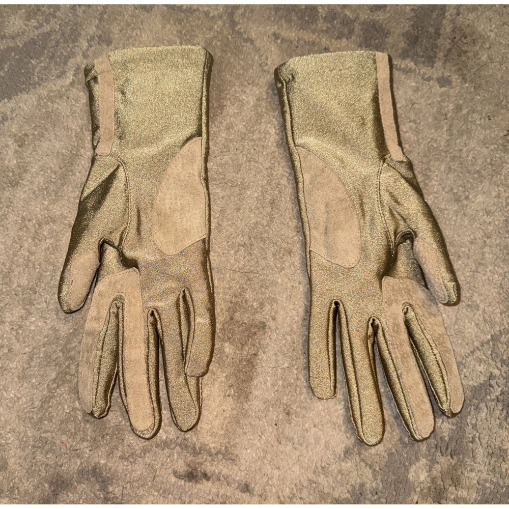 Isotoner Womens Lined Beige Gold Knit Stretch Nylon Aris Winter Gloves One Size - Picture 2 of 4